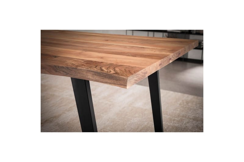 Matbord Wohnling Massivt trä med trädkanter, rektangulär, lantlig stil Svart, vinklad, 160x80 cm - Svart, vinklad, 160x80 cm - Möbler - Bord & matgrupper - Matgrupper