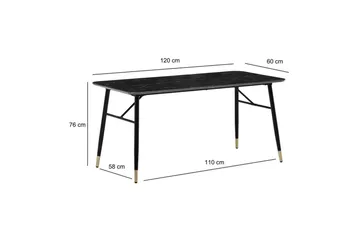 Matbord Wohnling Modern stil MDF med metallben med gyllene spetsar Marmor, Svart, 120x60 cm - Marmor, Svart, 120x60 cm - Möbler - Bord & matgrupper - Matbord & köksbord