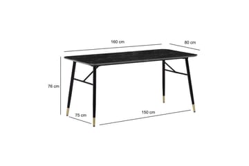 Matbord Wohnling Modern stil MDF med metallben med gyllene spetsar Marmor, Svart, 160x80 cm - Marmor, Svart, 160x80 cm - Möbler - Bord & matgrupper - Matbord & köksbord