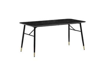 Matbord Wohnling Modern stil MDF med metallben med gyllene spetsar Marmor, Svart, 180x90 cm
