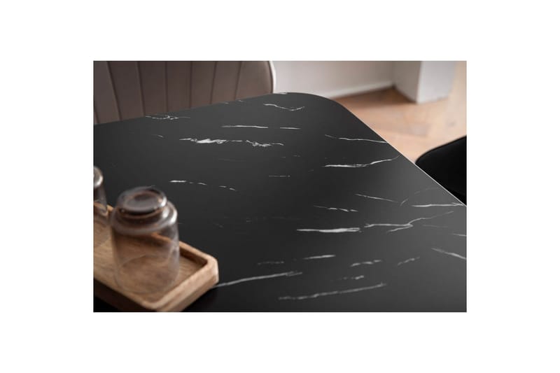 Matbord Wohnling Modern stil MDF med metallben med gyllene spetsar Marmor, Svart, 200x90 cm - Marmor, Svart, 200x90 cm - Möbler - Bord & matgrupper - Matgrupper