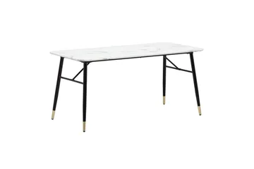 Matbord Wohnling Modern stil MDF med metallben med gyllene spetsar Marmor, Vit, 160x80 cm