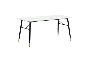 Matbord Wohnling Modern stil MDF med metallben med gyllene spetsar Marmor, Vit, 200x90 cm