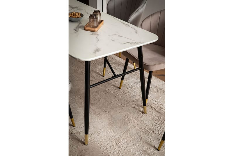 Matbord Wohnling Modern stil MDF med metallben med gyllene spetsar Marmor, Vit, 200x90 cm - Marmor, Vit, 200x90 cm - Möbler - Bord & matgrupper - Matgrupper