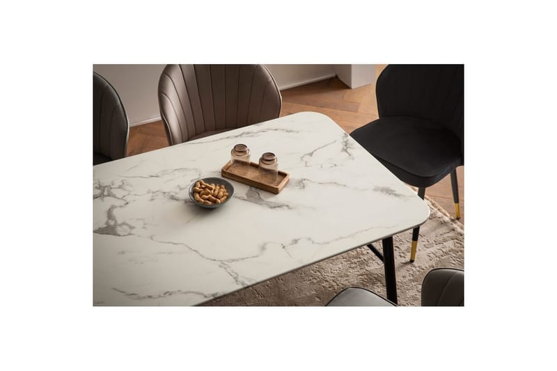 Matbord Wohnling Modern stil MDF med metallben med gyllene spetsar Marmor, Vit, 200x90 cm - Marmor, Vit, 200x90 cm - Möbler - Bord & matgrupper - Matgrupper