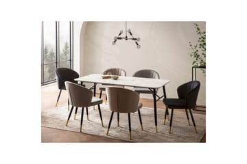 Matbord Wohnling Modern stil MDF med metallben med gyllene spetsar Marmor, Vit, 200x90 cm - Marmor, Vit, 200x90 cm - Möbler - Bord & matgrupper - Matbord & köksbord