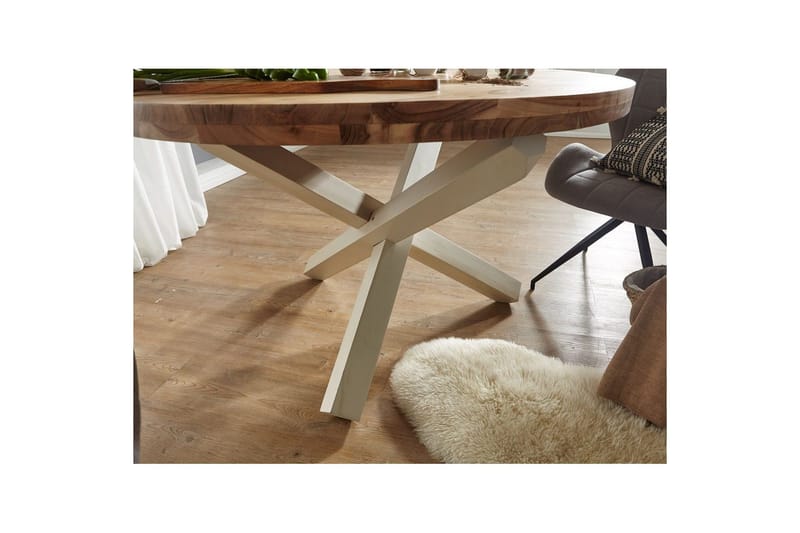 Matbord Wohnling Rund 120 cm massivt trä lantlig stil Akacia - Akacia - Möbler - Bord & matgrupper - Matbord & köksbord