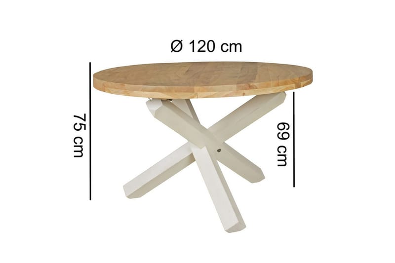 Matbord Wohnling Rund 120 cm massivt trä lantlig stil Akacia - Akacia - Möbler - Bord & matgrupper - Matbord & köksbord
