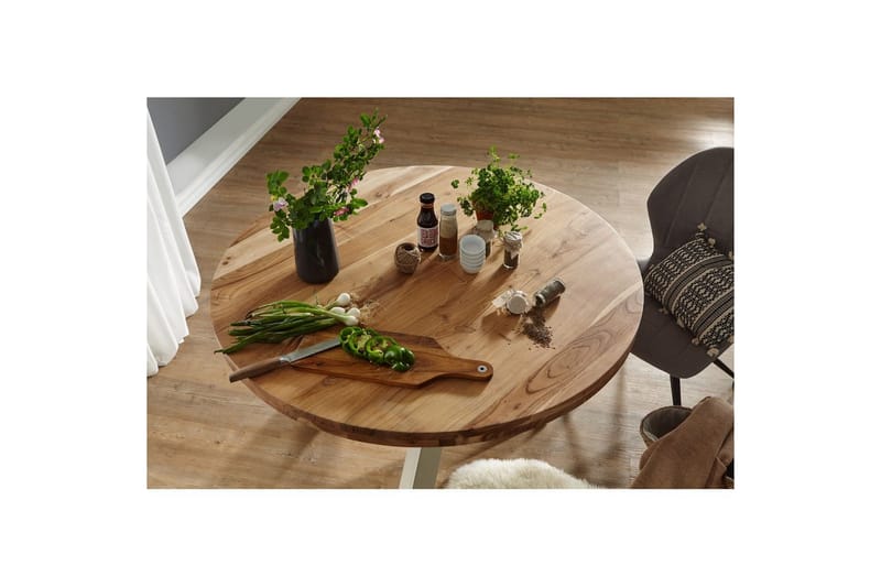 Matbord Wohnling Rund 120 cm massivt trä lantlig stil Akacia - Akacia - Möbler - Bord & matgrupper - Matbord & köksbord