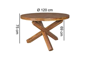 Matbord Wohnling Rund 120 cm massivt trä lantlig stil Rosenträ - Rosenträ - Möbler - Bord & matgrupper - Matbord & köksbord