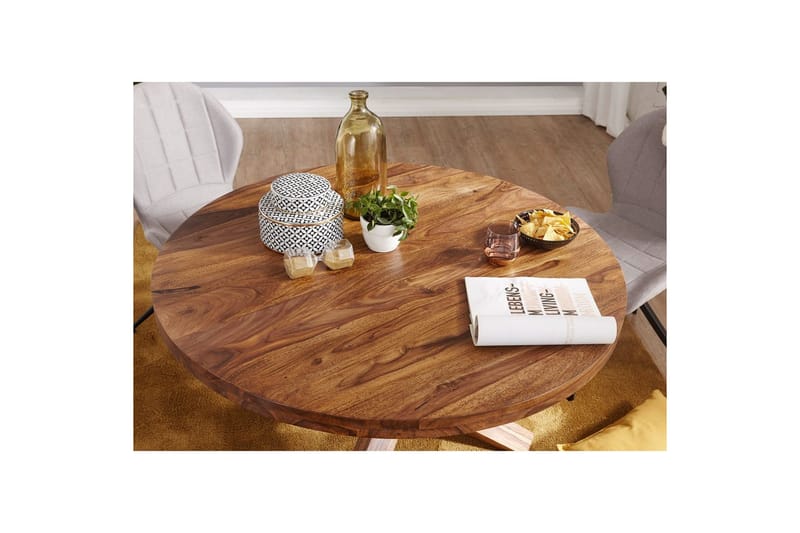 Matbord Wohnling Rund 120 cm massivt trä lantlig stil Rosenträ - Rosenträ - Möbler - Bord & matgrupper - Matbord & köksbord