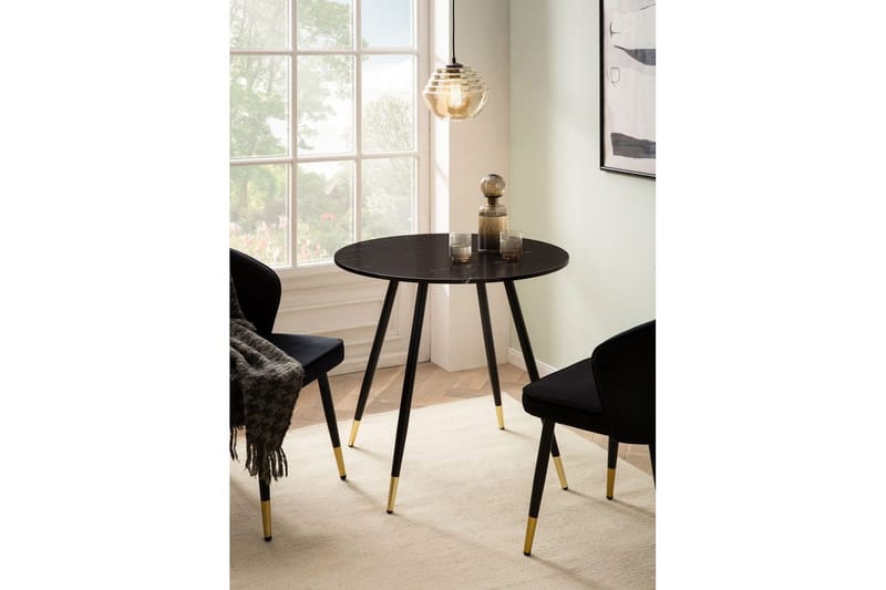 Matbord Wohnling Rund 75 cm marmorerad modern gyllene tippsben Marmor, Svart - Marmor, Svart - Möbler - Bord & matgrupper - Matbord & köksbord
