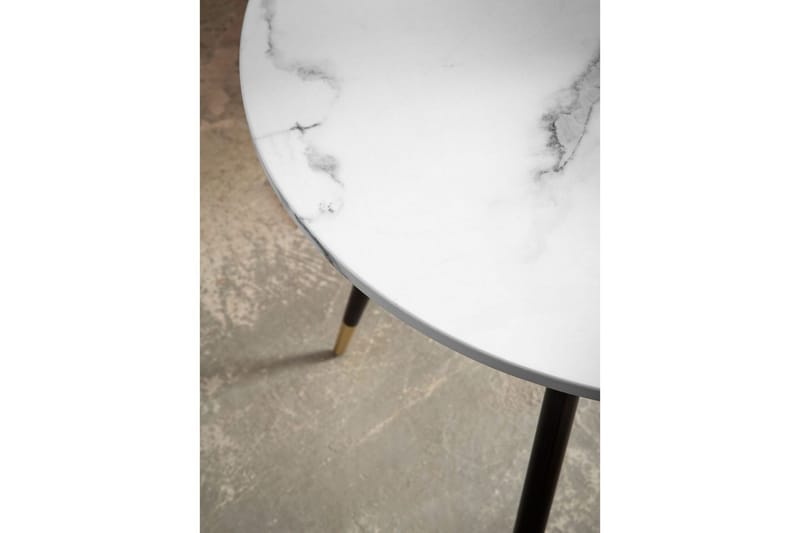 Matbord Wohnling Rund 75 cm marmorerad modern gyllene tippsben Marmor, Vit - Marmor, Vit - Möbler - Bord & matgrupper - Matgrupper