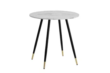 Matbord Wohnling Rund 75 cm marmorerad modern gyllene tippsben Marmor, Vit