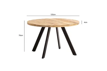 Matbord Wohnling rund massivt trä, modern lantlig stil 120 cm - 120 cm - Möbler - Bord & matgrupper - Matbord & köksbord