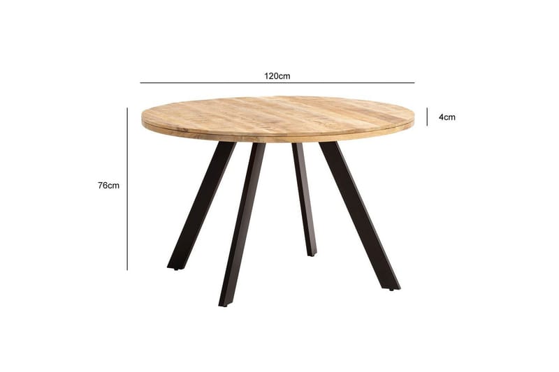 Matbord Wohnling rund massivt trä, modern lantlig stil 120 cm - 120 cm - Möbler - Bord & matgrupper - Matbord & köksbord