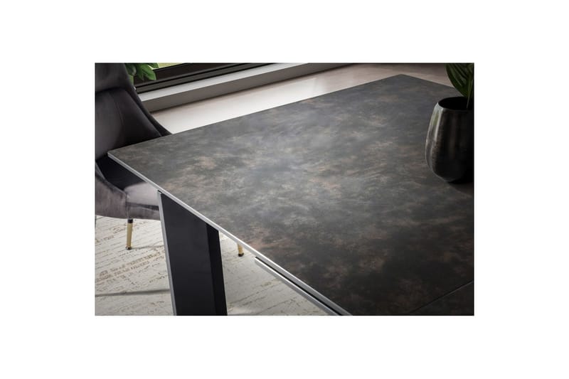 Matbord Wohnling Utdragbart 180-260 cm keramisk, klassiskt fyra ben och metallram Svart, marmor svart - Svart, marmor svart - Möbler - Bord & matgrupper - Matgrupper