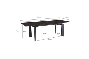 Matbord Wohnling Utdragbart 180-260 cm keramisk, klassiskt fyra ben och metallram Svart, marmor svart - Svart, marmor svart - Möbler - Bord & matgrupper - Matbord & köksbord