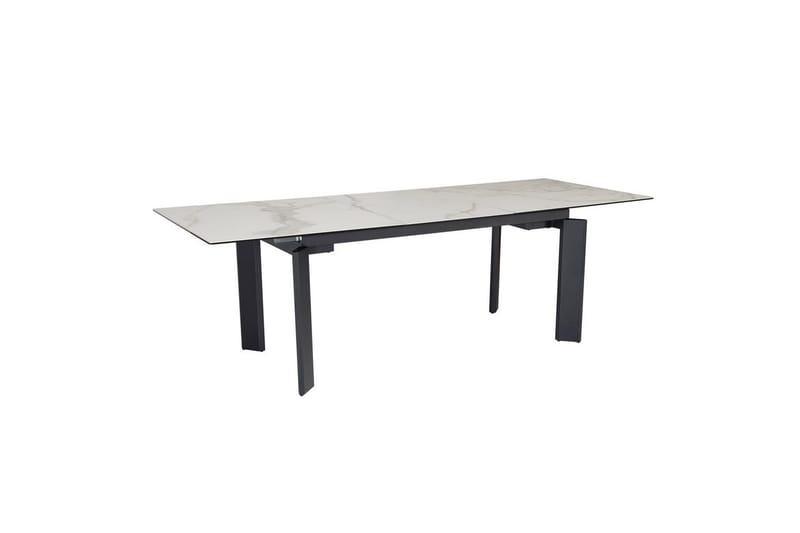 Matbord Wohnling Utdragbart 180-260 cm keramisk, klassiskt fyra ben och metallram Svart, marmor vit, Svart, marmor vit