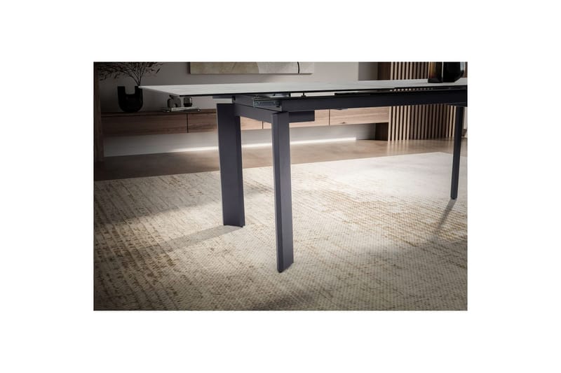 Matbord Wohnling Utdragbart 180-260 cm keramisk, klassiskt fyra ben och metallram Svart, marmor vit - Svart, marmor vit - Möbler - Bord & matgrupper - Matbord & köksbord