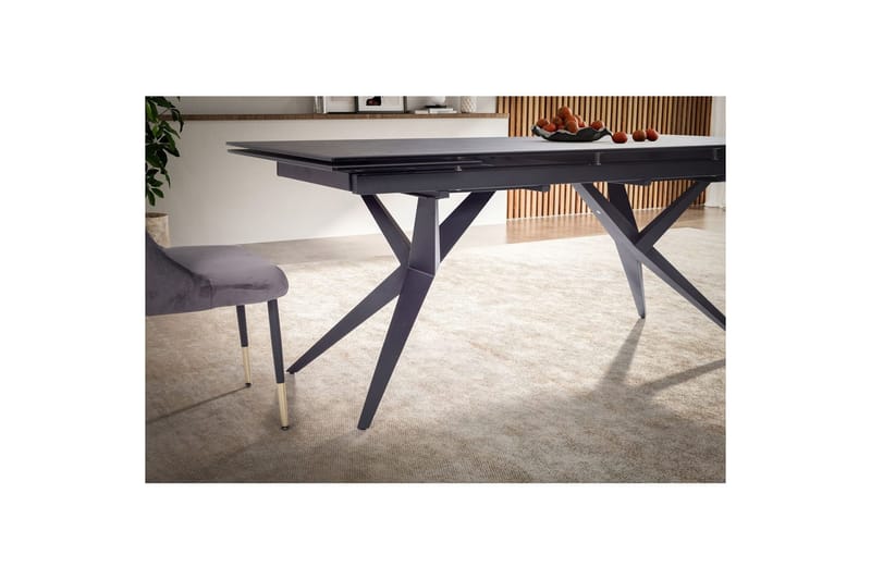 Matbord Wohnling Utdragbart 180-260 cm keramisk fyra ben och metallram Svart, marmor svart - Svart, marmor svart - Möbler - Bord & matgrupper - Matbord & köksbord