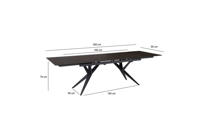 Matbord Wohnling Utdragbart 180-260 cm keramisk fyra ben och metallram Svart, marmor svart - Svart, svart marmor - Möbler - Bord & matgrupper - Matbord & köksbord