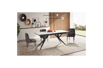 Matbord Wohnling Utdragbart 180-260 cm keramisk fyra ben och metallram Svart, marmor vit - Svart, vit marmor - Möbler - Bord & matgrupper - Matbord & köksbord