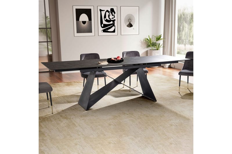 Matbord Wohnling Utdragbart 180-260 cm keramisk modern Z-ram design Svart, marmor svart - Svart, marmor svart - Möbler - Bord & matgrupper - Matbord & köksbord