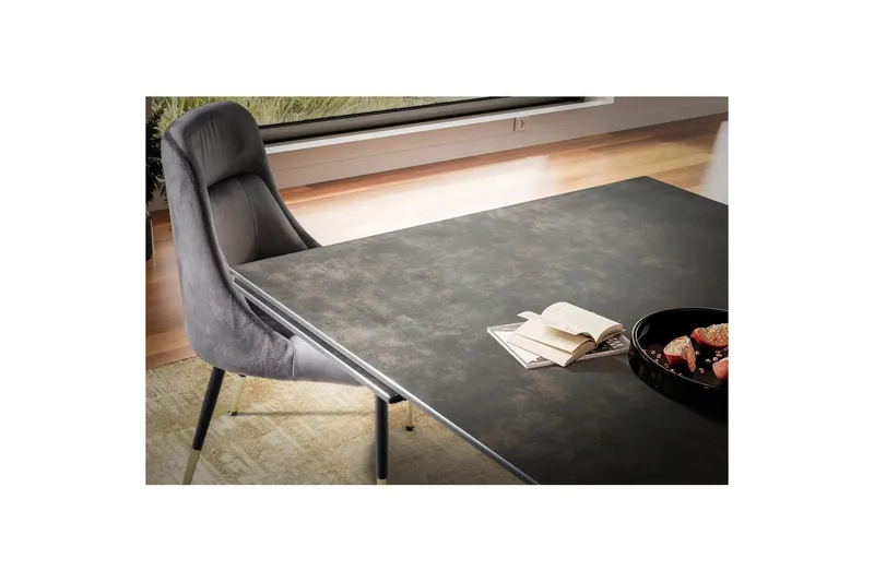 Matbord Wohnling Utdragbart 180-260 cm keramisk modern Z-ram design Svart, marmor svart - Svart, svart marmor - Möbler - Bord & matgrupper - Matbord & köksbord