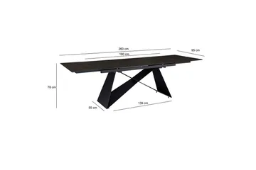 Matbord Wohnling Utdragbart 180-260 cm keramisk modern Z-ram design Svart, marmor svart - Svart, svart marmor - Möbler - Bord & matgrupper - Matbord & köksbord
