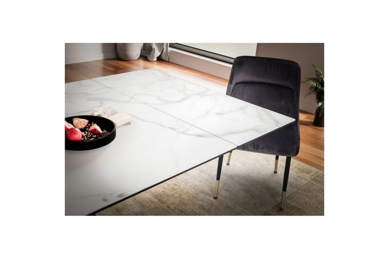 Matbord Wohnling Utdragbart 180-260 cm keramisk modern Z-ram design Svart, marmor vit - Svart, marmor vit - Möbler - Bord & matgrupper - Matbord & köksbord