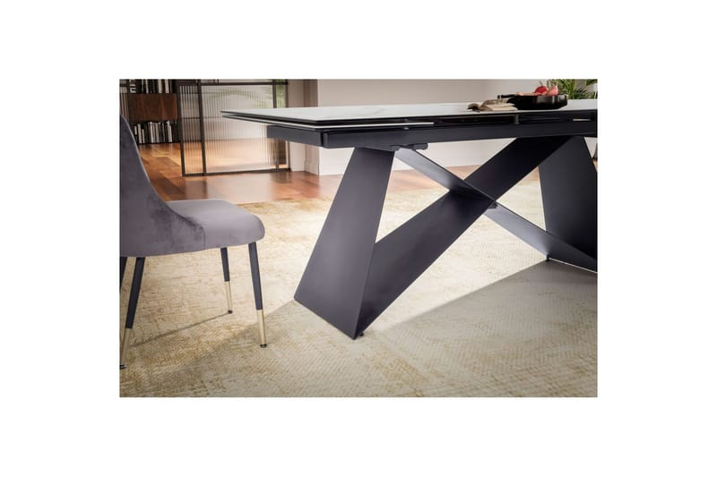 Matbord Wohnling Utdragbart 180-260 cm keramisk modern Z-ram design Svart, marmor vit - Svart, marmor vit - Möbler - Bord & matgrupper - Matbord & köksbord