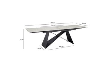 Matbord Wohnling Utdragbart 180-260 cm keramisk modern Z-ram design Svart, marmor vit - Svart, vit marmor - Möbler - Bord & matgrupper - Matbord & köksbord