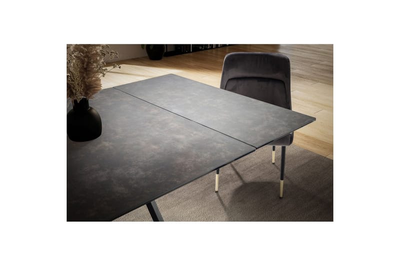 Matbord Wohnling Utdragbart 180-260 cm keramiskt vinklade metallben med hårnål Svart, marmor svart - Svart, marmor svart - Möbler - Bord & matgrupper - Matbord & köksbord