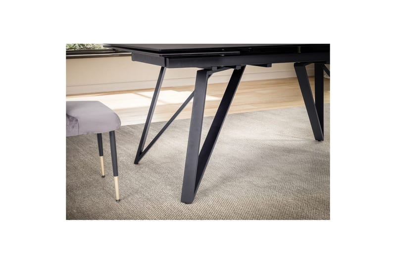 Matbord Wohnling Utdragbart 180-260 cm keramiskt vinklade metallben med hårnål Svart, marmor svart - Svart, marmor svart - Möbler - Bord & matgrupper - Matbord & köksbord