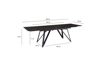 Matbord Wohnling Utdragbart 180-260 cm keramiskt vinklade metallben med hårnål Svart, marmor svart - Svart, svart marmor - Möbler - Bord & matgrupper - Matbord & köksbord