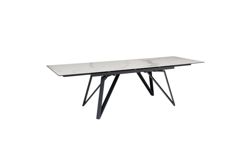 Matbord Wohnling Utdragbart 180-260 cm keramiskt vinklade metallben med hårnål Svart, marmor vit - Svart, marmor vit - Möbler - Bord & matgrupper - Matbord & köksbord