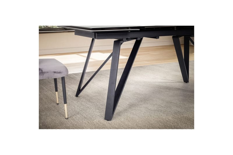 Matbord Wohnling Utdragbart 180-260 cm keramiskt vinklade metallben med hårnål Svart, marmor vit - Svart, marmor vit - Möbler - Bord & matgrupper - Matbord & köksbord