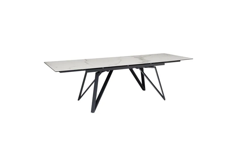Matbord Wohnling Utdragbart 180-260 cm keramiskt vinklade metallben med hårnål Svart, marmor vit - Svart, vit marmor - Möbler - Bord & matgrupper - Matbord & köksbord