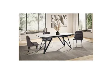 Matbord Wohnling Utdragbart 180-260 cm keramiskt vinklade metallben med hårnål Svart, marmor vit - Svart, vit marmor - Möbler - Bord & matgrupper - Matbord & köksbord