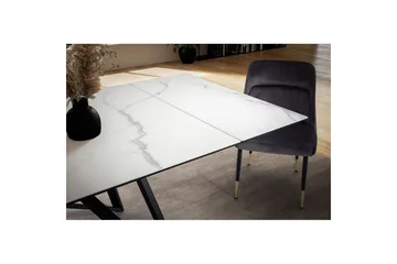 Matbord Wohnling Utdragbart 180-260 cm keramiskt vinklade metallben med hårnål Svart, marmor vit - Svart, vit marmor - Möbler - Bord & matgrupper - Matbord & köksbord