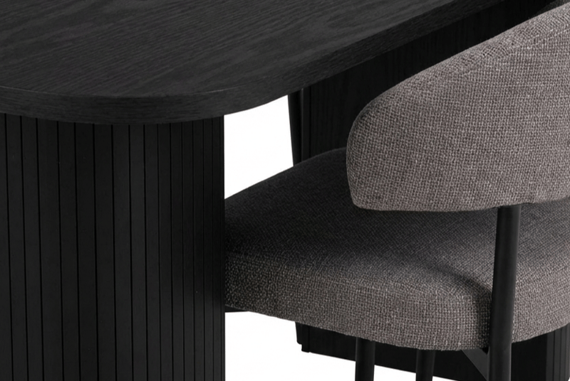 Matgrupp Bark Kopparbo Matbord 200 cm med 6 Sawako Greige Stolar Svart|Greige - Möbler - Bord & matgrupper - Matgrupper