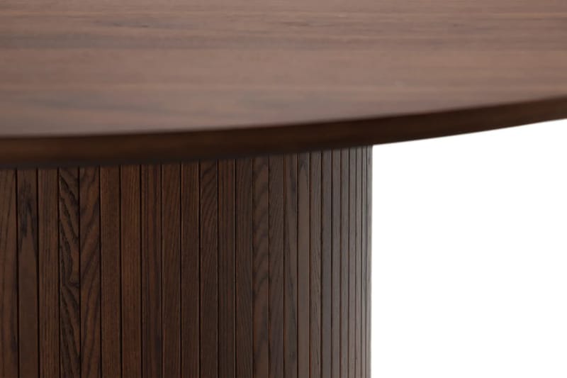 Matgrupp Bark Kopparbo Runt Matbord 180 cm Mörkbrunt med 6 Reciclar Matstolar Valnöt|Greige - Möbler - Bord & matgrupper - Matgrupper