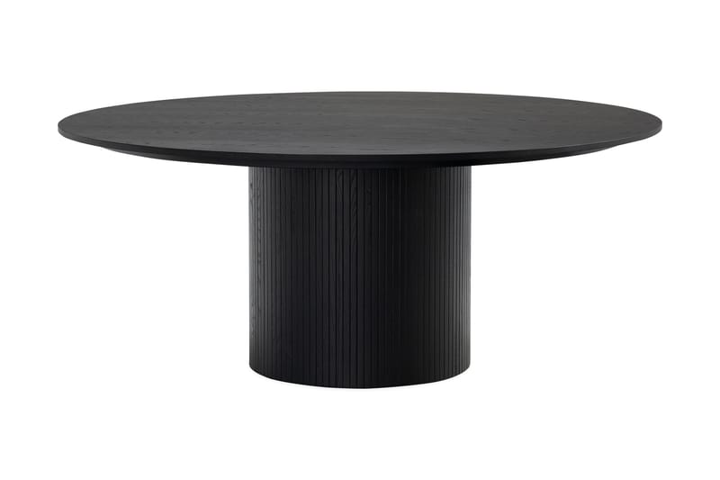 Matgrupp Bark Kopparbo Runt Stort Matbord 180 cm Svart med 4 Sawako Greige Stolar Svart|Greige - Möbler - Bord & matgrupper - Matgrupper