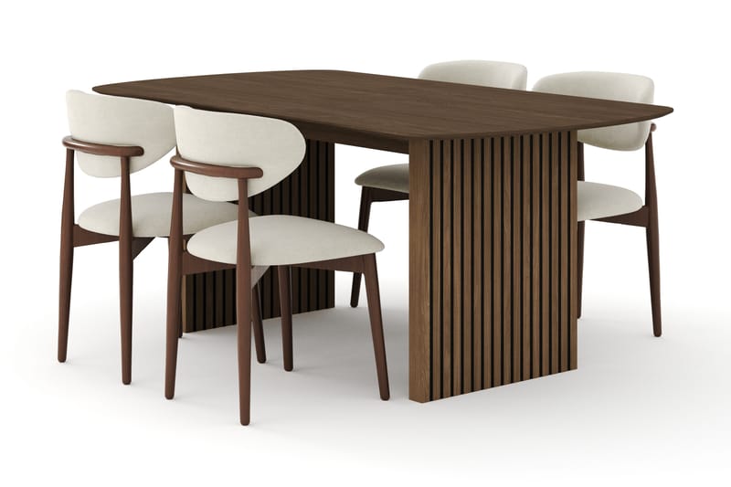 Matgrupp Bark Richeto med Molly stolar Rökt ek/beige - Möbler - Bord & matgrupper - Matgrupper