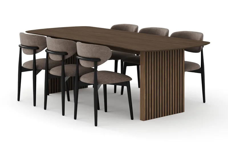 Matgrupp Bark Richeto med Molly stolar Svart - Möbler - Bord & matgrupper - Matgrupper