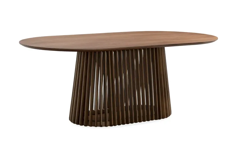 Matgrupp Bark Peyra Ovalt Matbord 200 cm Mörkbrunt med 6 Reciclar Matstolar Valnöt|Greige - Möbler - Bord & matgrupper - Matgrupper