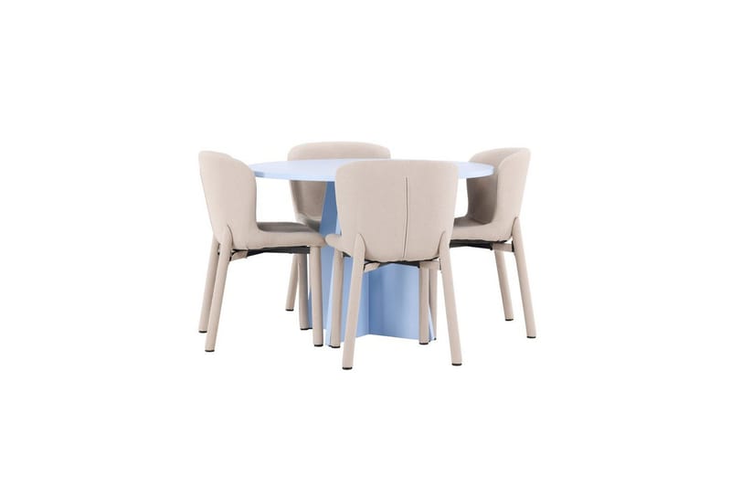 Matgrupp Bootcut Runt 110 cm Babyblå med 4st Astoria Stolar Beige - Beige - Möbler - Bord & matgrupper - Matgrupper