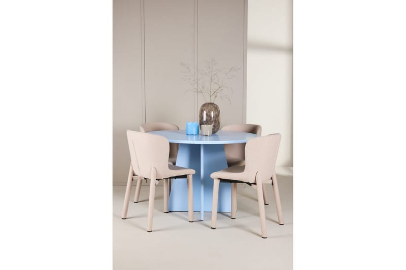 Matgrupp Bootcut Runt 110 cm Babyblå med 4st Astoria Stolar Beige - Beige - Möbler - Bord & matgrupper - Matgrupper