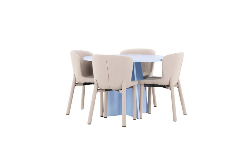 Matgrupp Bootcut Runt 110 cm Babyblå med 4st Astoria Stolar Beige - Beige - Möbler - Bord & matgrupper - Matgrupper